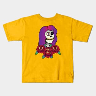 Skeleton and roses Kids T-Shirt